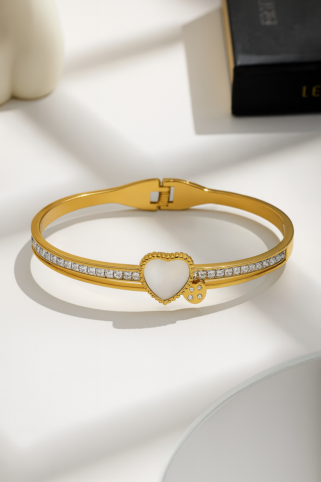Gold Heart & Crystal Bracelet