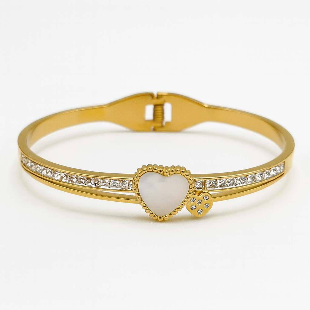 Gold Heart & Crystal Bracelet