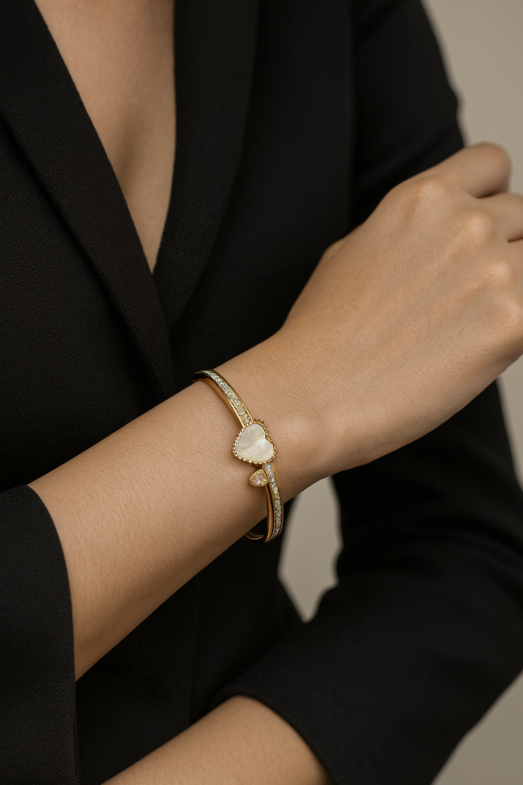 Gold Heart & Crystal Bracelet