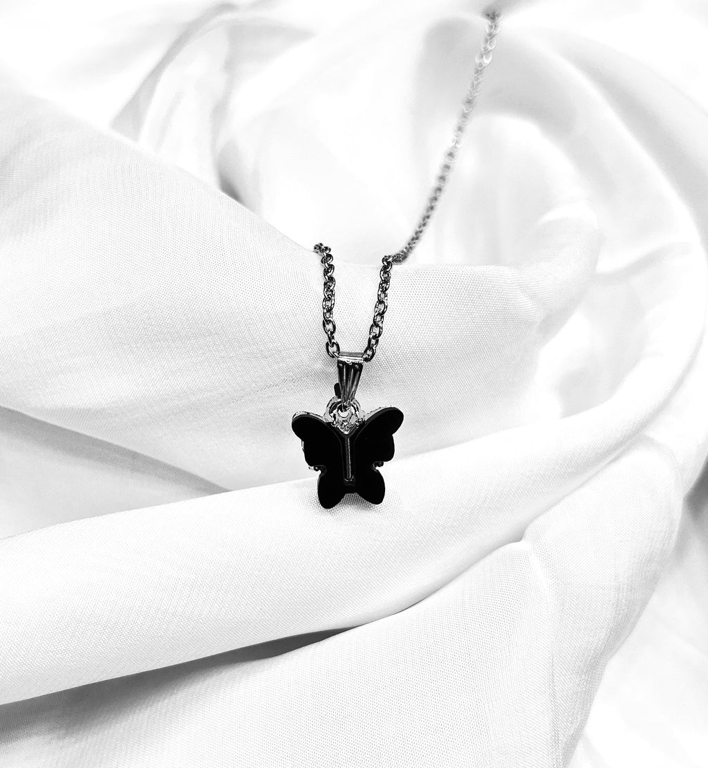 Black Butterfly Charm Necklace