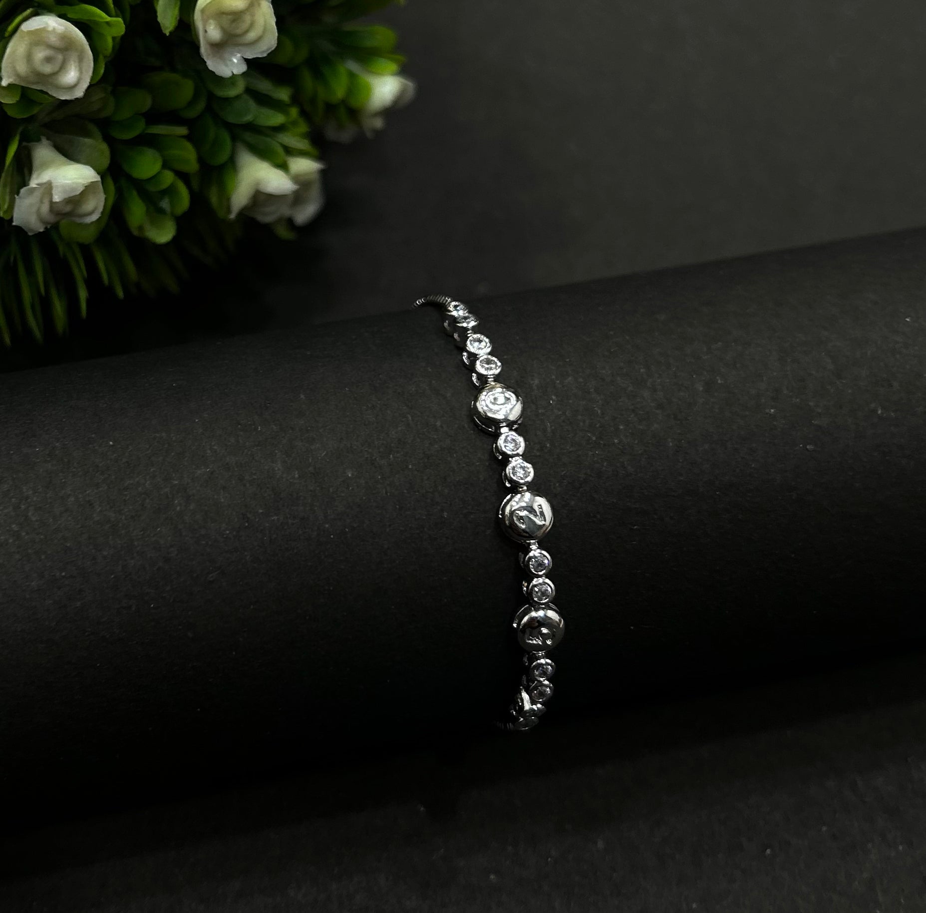 Silver Number Charm Bracelet (Adjustable size)