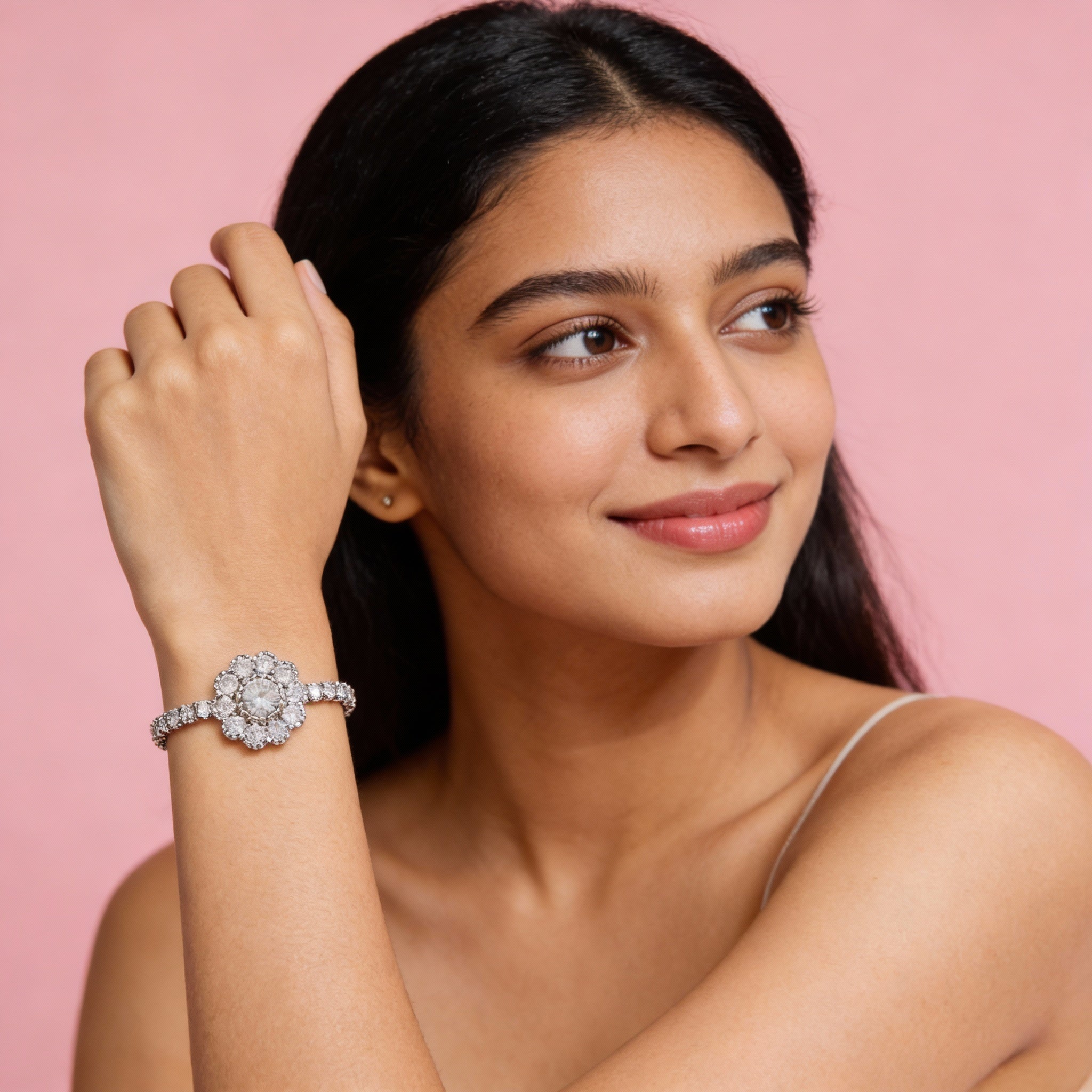 Floral Sparkle Bracelet (Adjustable size)