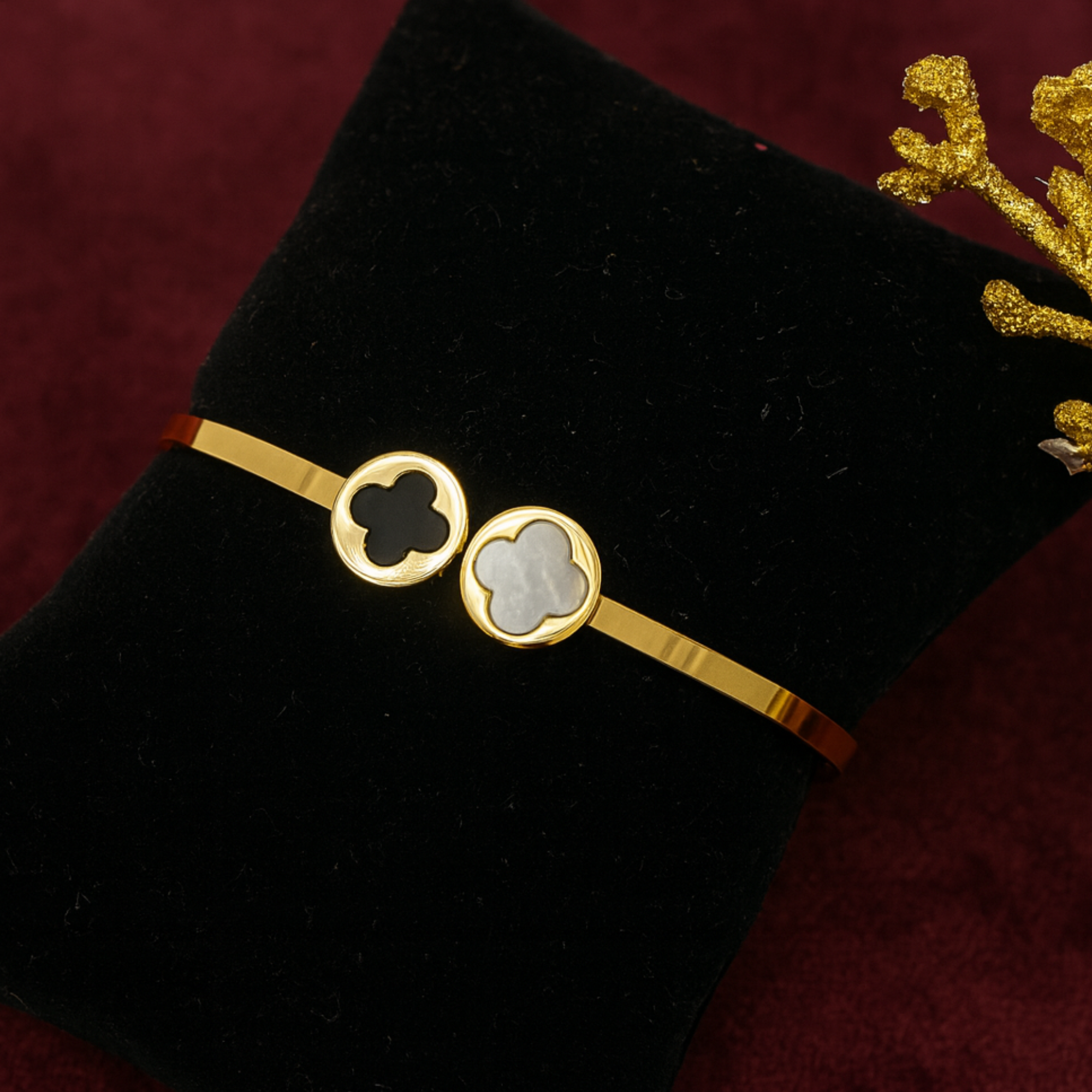 Gold Clover Cuff Bracelet