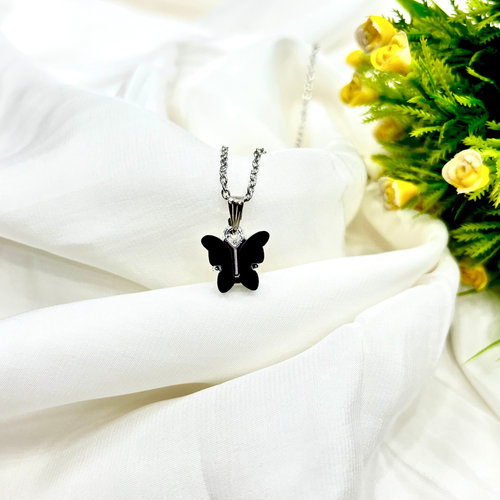 Black Butterfly Charm Necklace