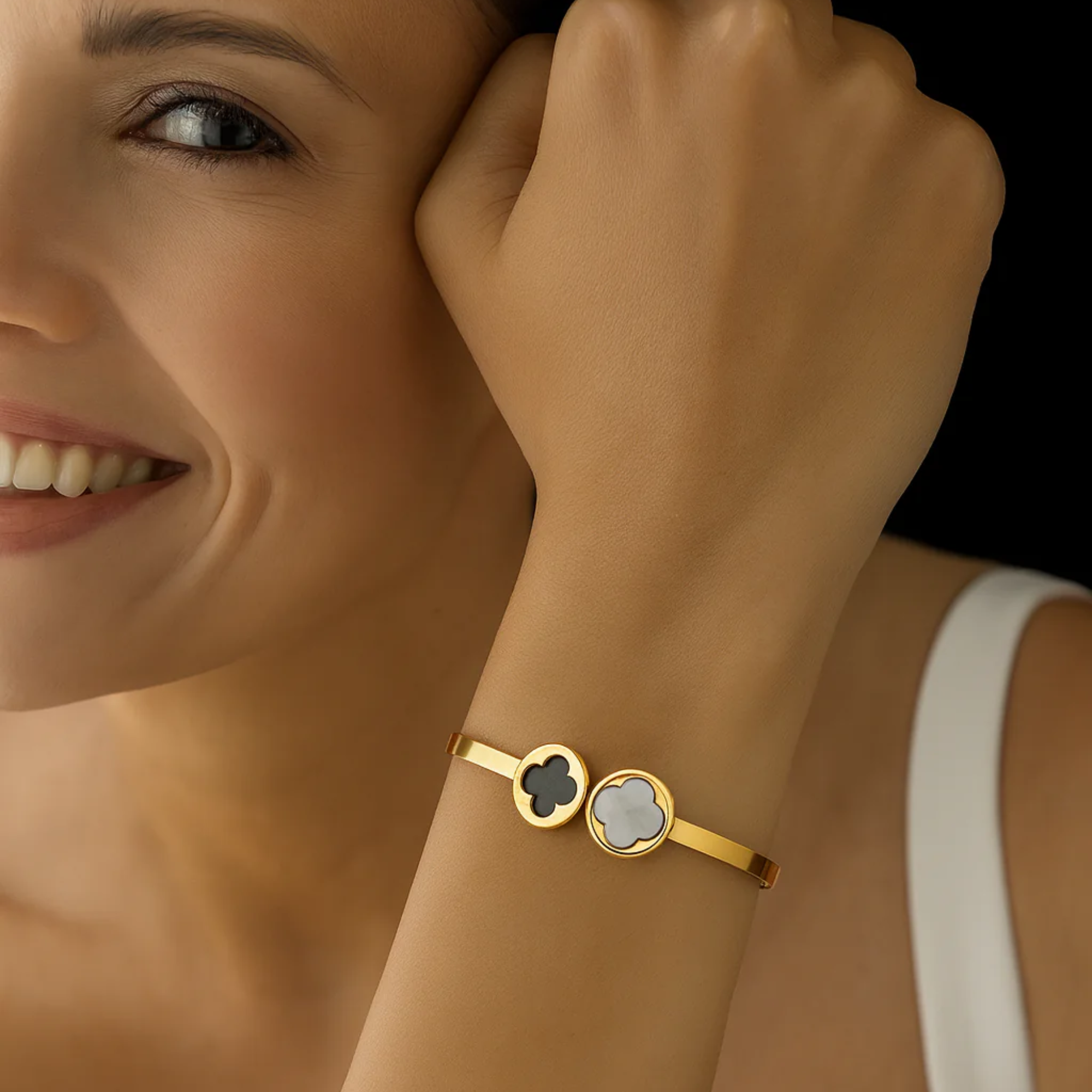 Gold Clover Cuff Bracelet